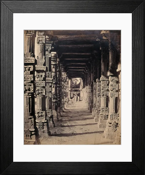 Framed Print : India: interior of the Hindu temple in the Kootub near Delhi, c1858. Creator: Felice Beato Framed Print : India: interior of the Hindu temple in the Kootub near Delhi, c1858. Creator: Felice Beato