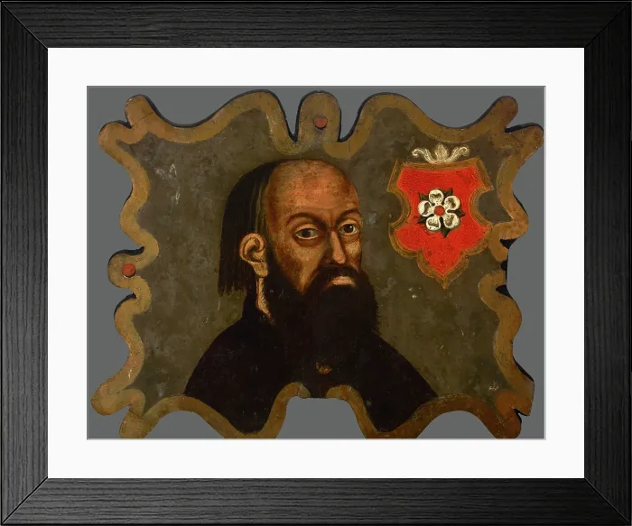 Framed Print : Coffin Portrait of a Man of Poraj Coat of Arms, between 1625-1675. Creator: Unknown Framed Print : Coffin Portrait of a Man of Poraj Coat of Arms, between 1625-1675. Creator: Unknown