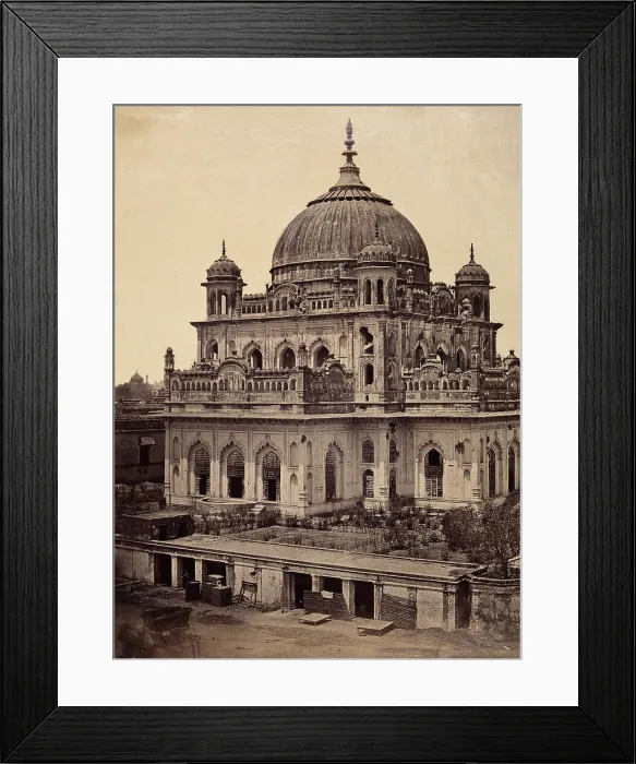 Framed Print : Lucknow, India: the tomb of Shahadut Allee in the Kaiser Bagh palace, showing damage done... c1858. Creator: Felice Beato Framed Print : Lucknow, India: the tomb of Shahadut Allee in the Kaiser Bagh palace, showing damage done... c1858. Creator: Felice Beato