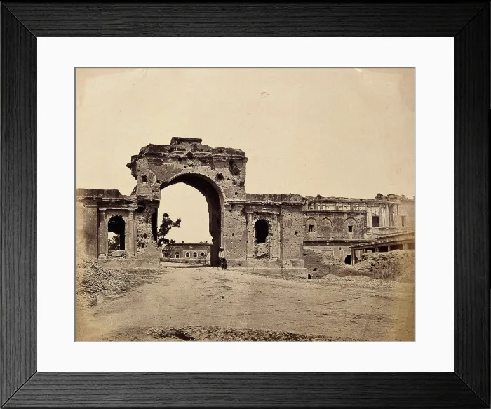 Framed Print : Lucknow, India: gateway of the Lucknow Residency, showing damage caused during the... c1858. Creator: Felice Beato Framed Print : Lucknow, India: gateway of the Lucknow Residency, showing damage caused during the... c1858. Creator: Felice Beato