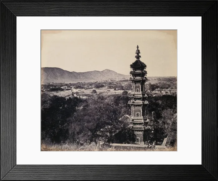 Framed Print : The Imperial Summer Palace (Yuan ming yuan), Beijing, China: the pagoda. Creator: Felice Beato Framed Print : The Imperial Summer Palace (Yuan ming yuan), Beijing, China: the pagoda. Creator: Felice Beato