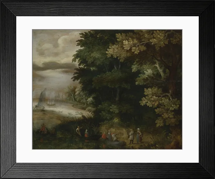 Framed Print : Landscape with the Scene of the Flight to Egypt, before 1615. Creator: Unknown Framed Print : Landscape with the Scene of the Flight to Egypt, before 1615. Creator: Unknown