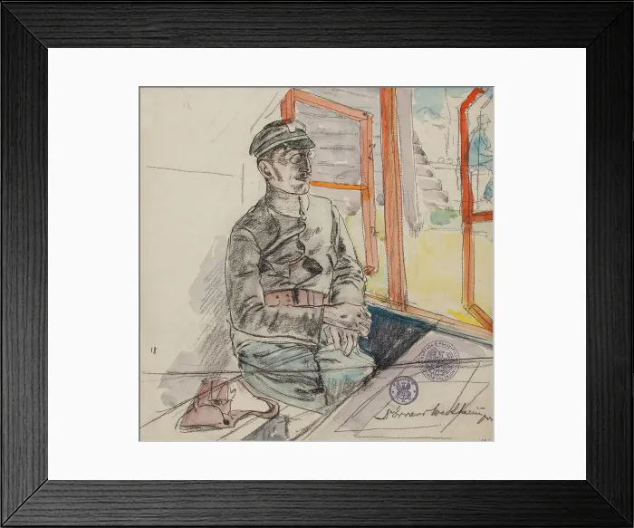 Framed Print : Portrait of Dr. Edward Wertheim, Lieutenant Physician of the Polish Legions, March-June 1916]. Creator: Leopold Gottlieb