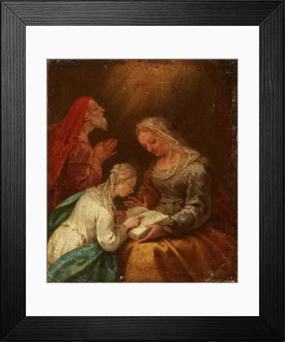 Framed Print : St Anne Teaching the Virgin to Read, 17th century. Creator: Unknown Framed Print : St Anne Teaching the Virgin to Read, 17th century. Creator: Unknown