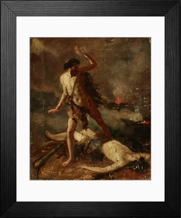 Framed Print : Death of Abel / Skull-Two-sided Painting, 19th century. Creator: Unknown Framed Print : Death of Abel / Skull-Two-sided Painting, 19th century. Creator: Unknown