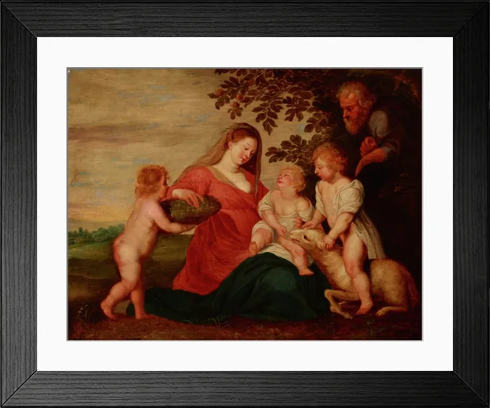Framed Print : Holy Family with the Infant Saint John the Baptist and an Angel, 2nd half of 17th century. Creator: Unknown Framed Print : Holy Family with the Infant Saint John the Baptist and an Angel, 2nd half of 17th century. Creator: Unknown