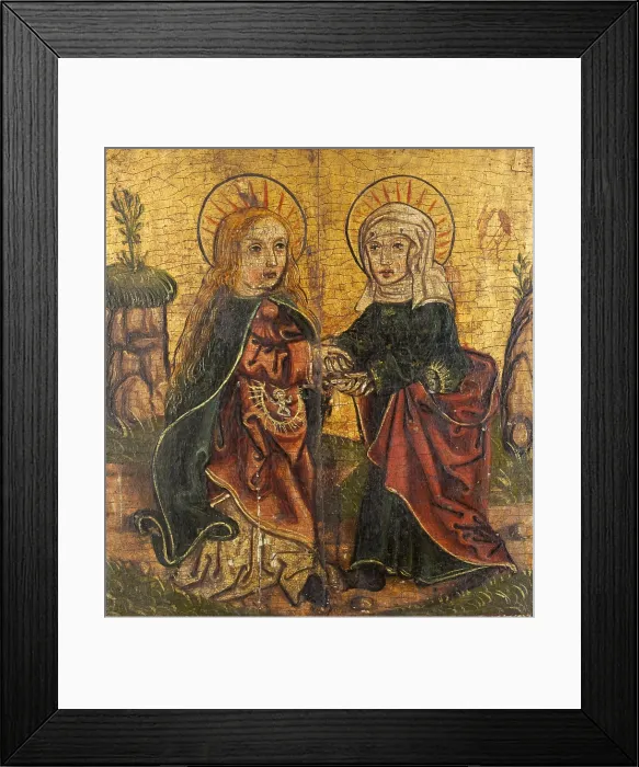 Framed Print : The Annunciation, Visitation to St Elizabeth, Saint Dorothy. Triptych Wing, between 1501-1533. Creator: Unknown Framed Print : The Annunciation, Visitation to St Elizabeth, Saint Dorothy. Triptych Wing, between 1501-1533. Creator: Unknown