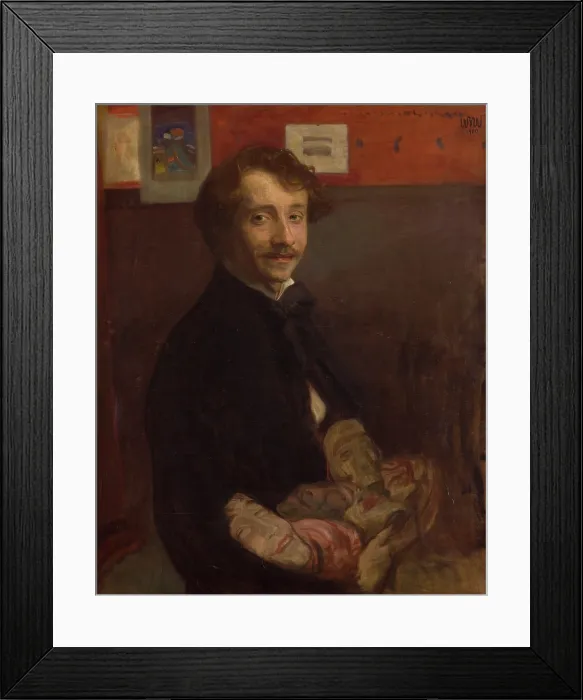 Framed Print : Self-Portrait with Masks, 1900. Creator: Wojciech Weiss Framed Print : Self-Portrait with Masks, 1900. Creator: Wojciech Weiss