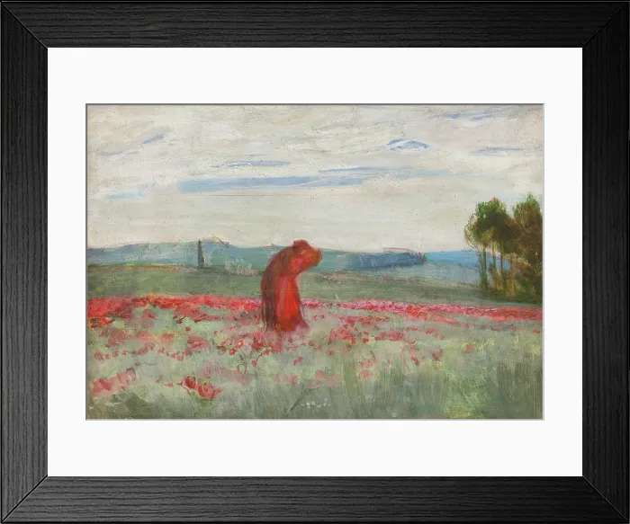 Framed Print : A Kiss Among the Poppies, c1900. Creator: Wojciech Weiss Framed Print : A Kiss Among the Poppies, c1900. Creator: Wojciech Weiss