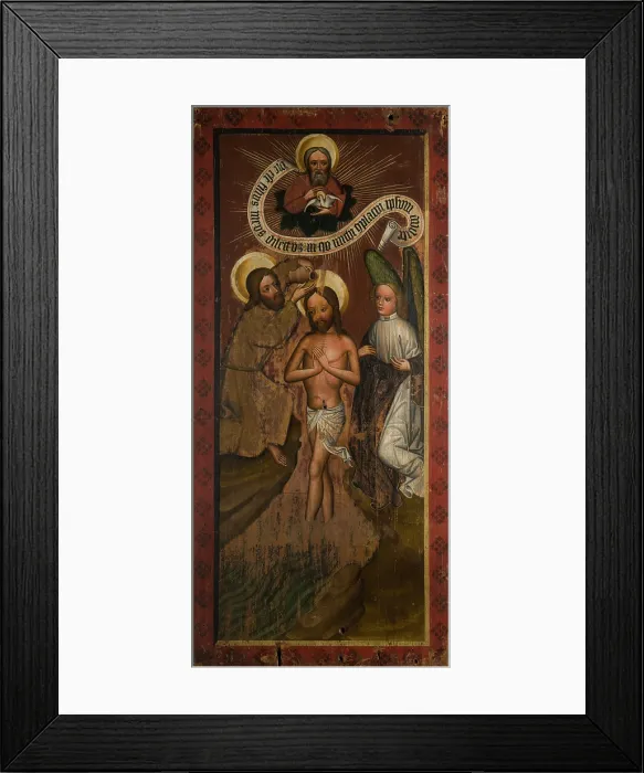 Framed Print : Baptism of Christ. Altar Retable Wing (?) from Chelmiec, between 1440-1465. Creator: Unknown Framed Print : Baptism of Christ. Altar Retable Wing (?) from Chelmiec, between 1440-1465. Creator: Unknown