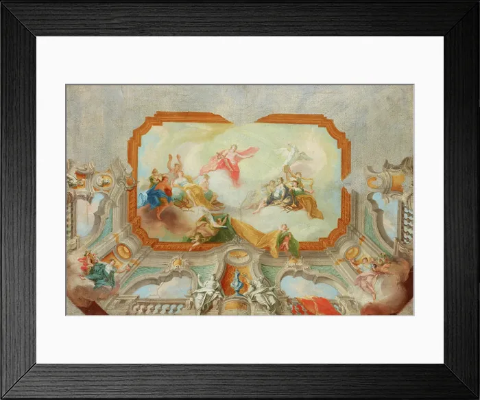 Framed Print : Apollo with the Muses-Project for a Plafond, between 1726-1732. Creator: Unknown Framed Print : Apollo with the Muses-Project for a Plafond, between 1726-1732. Creator: Unknown