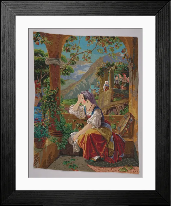 Framed Print : Picture embroidered with glass beads, 1864. Creator: Unknown Framed Print : Picture embroidered with glass beads, 1864. Creator: Unknown