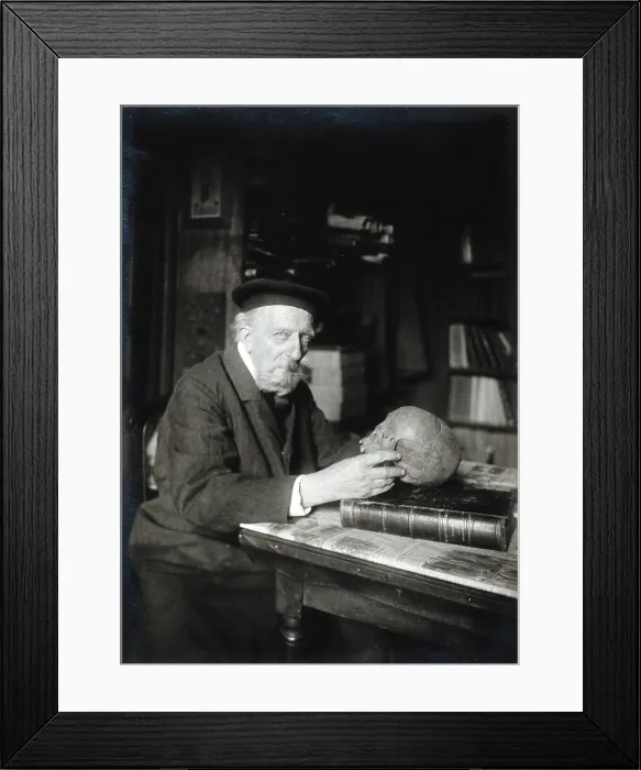Framed Print : Adrien de Mortillet, holding a skull. Creator: Unknown Framed Print : Adrien de Mortillet, holding a skull. Creator: Unknown