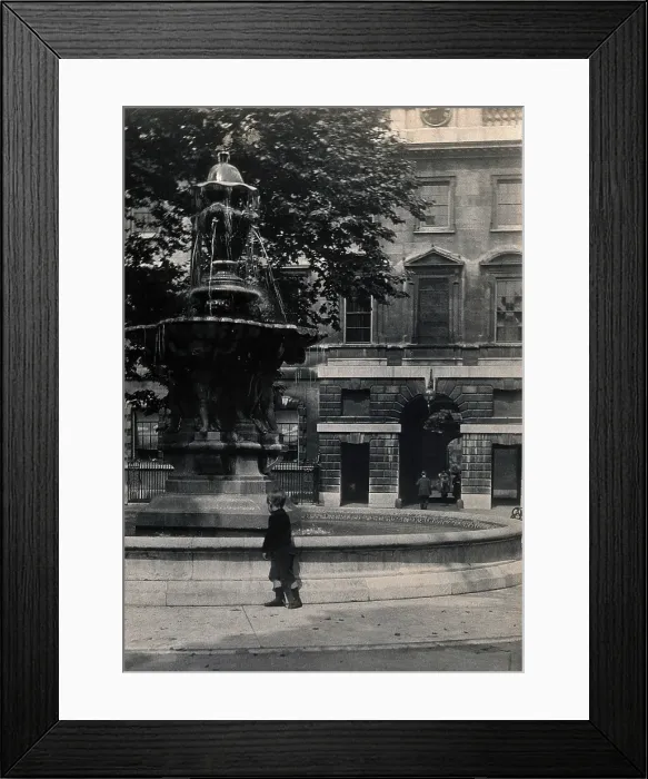 Framed Print : St Bartholomew's Hospital, London: the fountain in the centre of the courtyard with a small Framed Print : St Bartholomew's Hospital, London: the fountain in the centre of the courtyard with a small