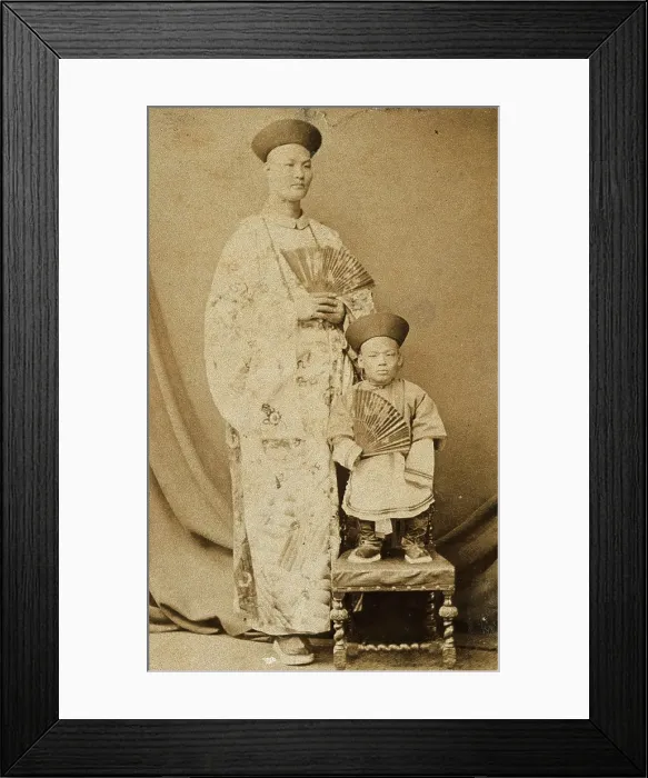 Framed Print : Chang Yu-sing the Chinese giant, and Chung Mow, a dwarf. Creator: Unknown Framed Print : Chang Yu-sing the Chinese giant, and Chung Mow, a dwarf. Creator: Unknown