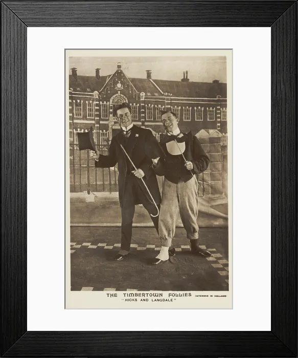 Framed Print : Two British soldiers dressed smartly, performing for 'The Timbertown Follies', at a... [1910-1919?] Creator: Unknown