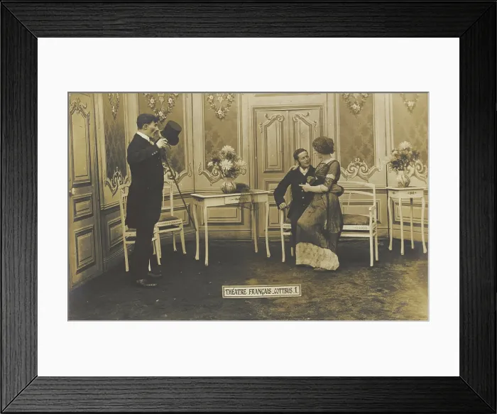 Framed Print : French prisoners of war, one in drag, performing a show at a prisoner of war camp in...(1910-1919?). Creator: Unknown Framed Print : French prisoners of war, one in drag, performing a show at a prisoner of war camp in...(1910-1919?). Creator: Unknown