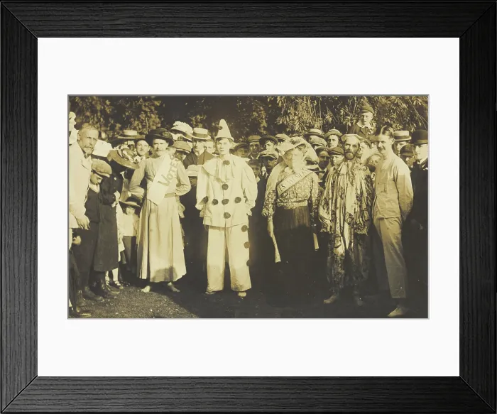 Framed Print : People at Rickmansworth, Herts, some in drag, gather outside at a swimmming gala, 1908. Creator: Unknown Framed Print : People at Rickmansworth, Herts, some in drag, gather outside at a swimmming gala, 1908. Creator: Unknown