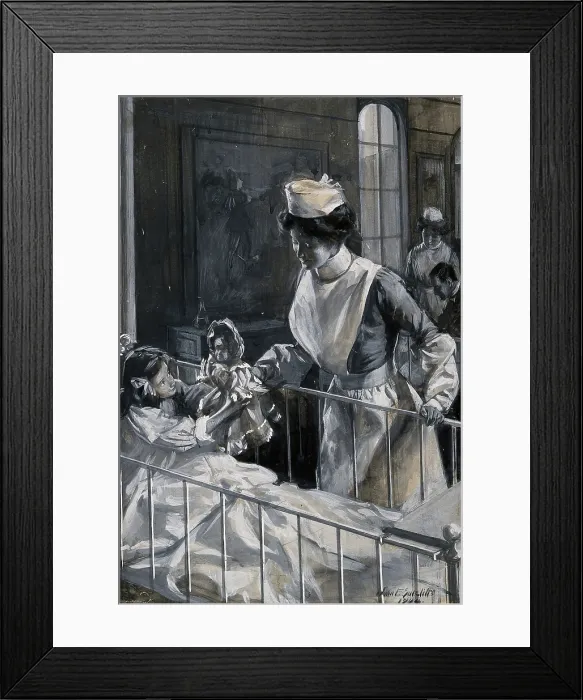 Framed Print : A nurse checking on a playful child, 1904. Creator: John E Sutcliffe Framed Print : A nurse checking on a playful child, 1904. Creator: John E Sutcliffe