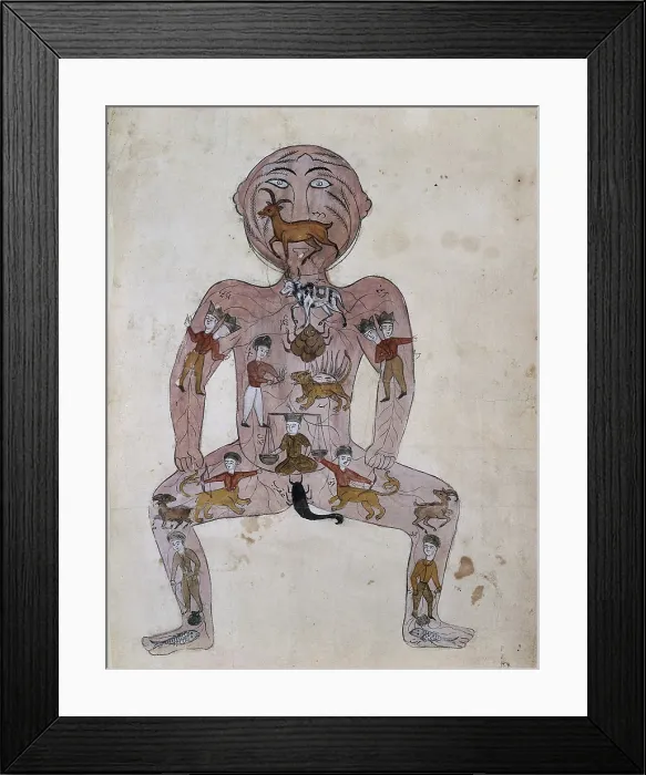 Framed Print : The zodiac man, (between 1800 and 1899?). Creator: Unknown Framed Print : The zodiac man, (between 1800 and 1899?). Creator: Unknown