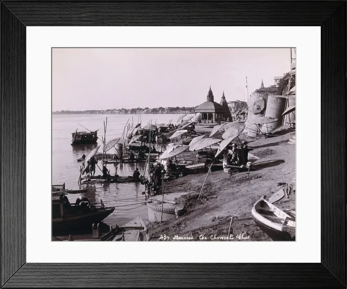 Framed Print : Benares (Varanasi), Uttar Pradesh: people bathing in the river Ganges, c1880s. Creator: Unknown Framed Print : Benares (Varanasi), Uttar Pradesh: people bathing in the river Ganges, c1880s. Creator: Unknown