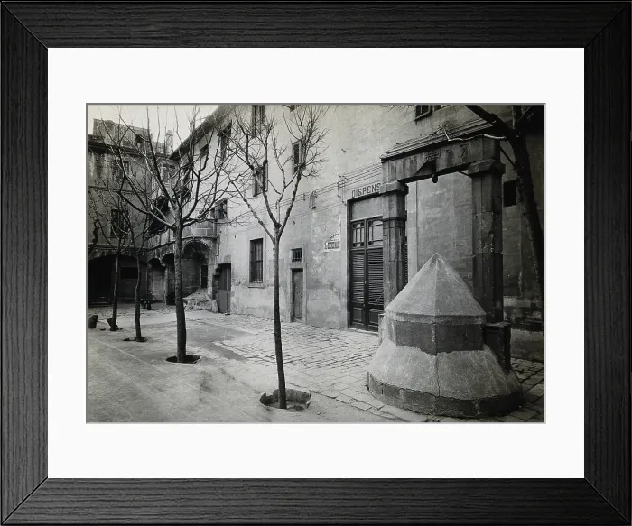 Framed Print : Hospital de la Santa Cruz, Barcelona: a long view of the courtyard; to the right can be seen the... Creator: Unknown Framed Print : Hospital de la Santa Cruz, Barcelona: a long view of the courtyard; to the right can be seen the... Creator: Unknown