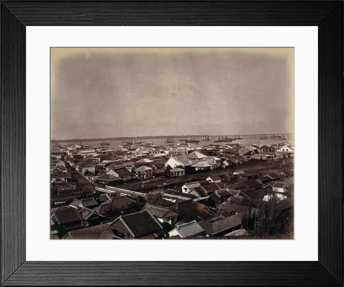Framed Print : Yokohama, Japan: panoramic view of the native and European residences in Yokohama town... c1873. Creator: William Pryor Floyd Framed Print : Yokohama, Japan: panoramic view of the native and European residences in Yokohama town... c1873. Creator: William Pryor Floyd