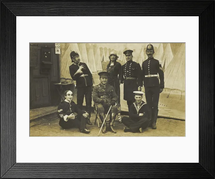 Framed Print : Characters on the set of a play, (between 1910 and 1919?). Creator: Unknown Framed Print : Characters on the set of a play, (between 1910 and 1919?). Creator: Unknown