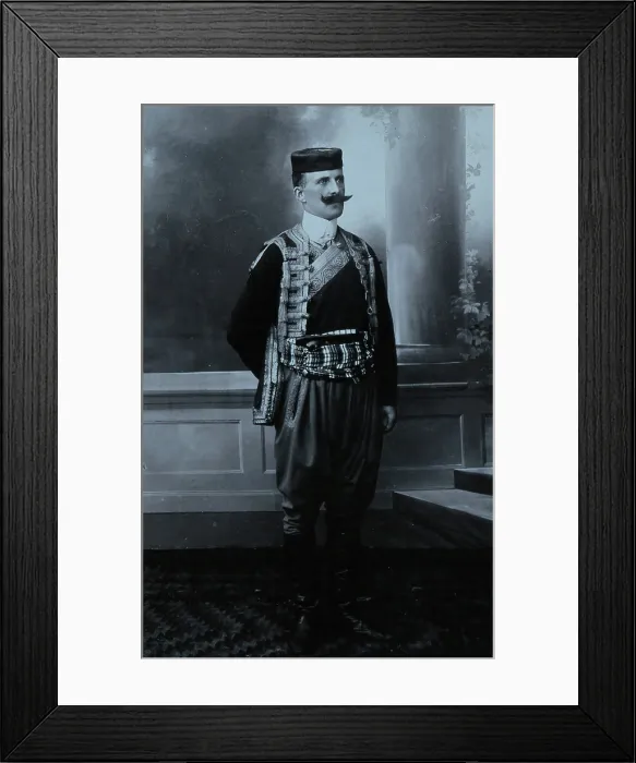 Framed Print : A Montenegrin man wearing national dress and a Montenegrin cap. Creator: Unknown Framed Print : A Montenegrin man wearing national dress and a Montenegrin cap. Creator: Unknown