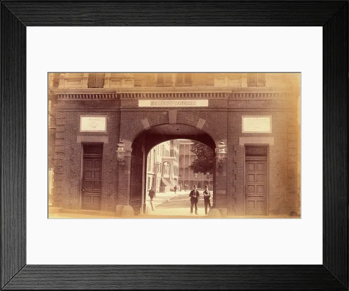 Framed Print : Bellevue Hospital, New York City: the entrance gateway. Creator: Unknown Framed Print : Bellevue Hospital, New York City: the entrance gateway. Creator: Unknown