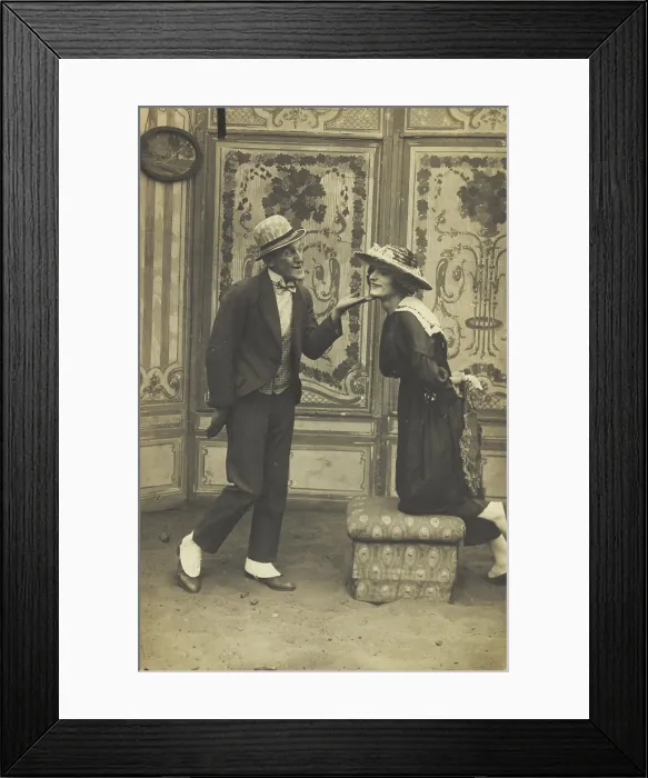 Framed Print : French prisoners of war, one in drag, performing a show at Sennelager prisoner of wa... (1918?). Creator: Unknown Framed Print : French prisoners of war, one in drag, performing a show at Sennelager prisoner of wa... (1918?). Creator: Unknown