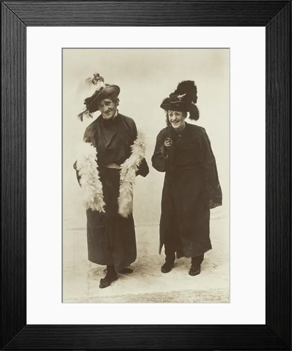 Framed Print : Dick Horn and Harry Brandon dressed as pantomime dames for the Bow Bells...(between 1910 and 1919?). Creator: Unknown Framed Print : Dick Horn and Harry Brandon dressed as pantomime dames for the Bow Bells...(between 1910 and 1919?). Creator: Unknown