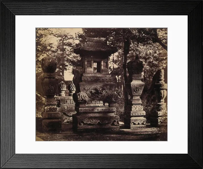 Framed Print : Near Beijing, China: interior of a tomb showing ornate monuments, 1860. Creator: Felice Beato Framed Print : Near Beijing, China: interior of a tomb showing ornate monuments, 1860. Creator: Felice Beato