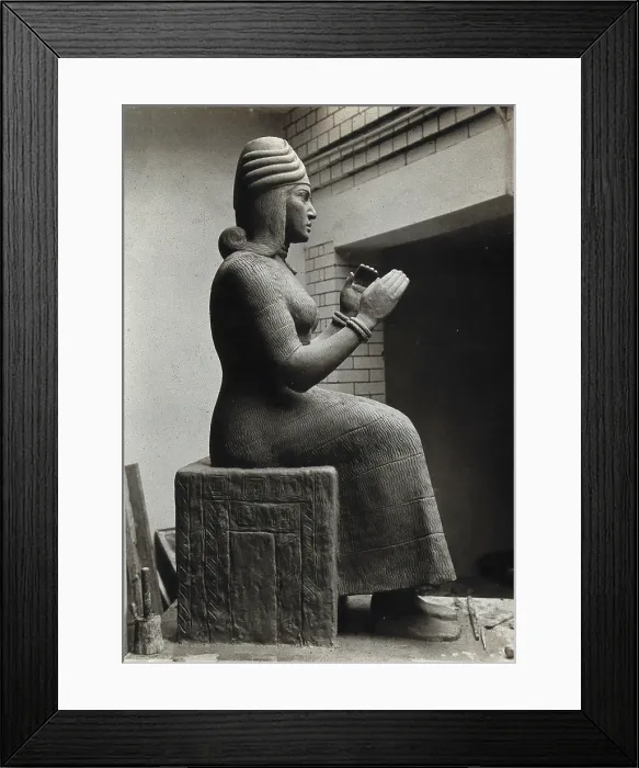 Framed Print : A sculpture of Gula, Mesopotamian deity of healing, with a dog at her side, c1900. Creator: Unknown Framed Print : A sculpture of Gula, Mesopotamian deity of healing, with a dog at her side, c1900. Creator: Unknown