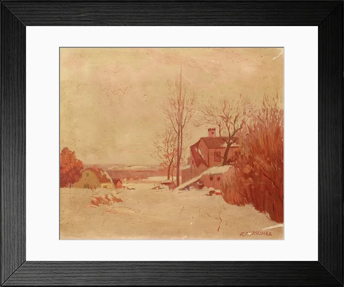 Framed Print : Winter Landscape, c1920s. Creator: Frank Howard Marschall Framed Print : Winter Landscape, c1920s. Creator: Frank Howard Marschall