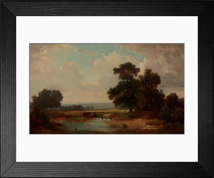 Framed Print : Landscape with Cows at a Watering-Place, c1880, before 1876. Creator: Jozef Szermentowski Framed Print : Landscape with Cows at a Watering-Place, c1880, before 1876. Creator: Jozef Szermentowski