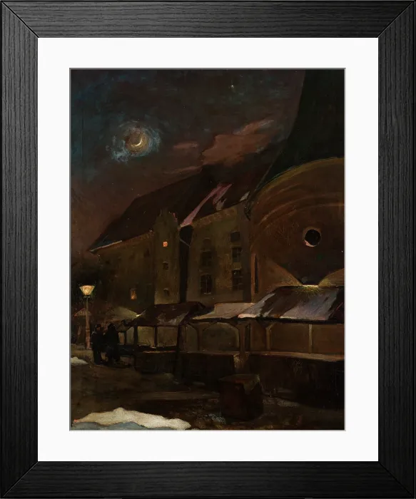 Framed Print : Small Market Square in Krakow at Night, 1903. Creator: Henryk Szczyglinski Framed Print : Small Market Square in Krakow at Night, 1903. Creator: Henryk Szczyglinski