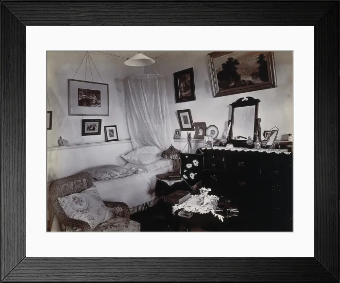 Framed Print : Johannesburg Hospital, South Africa: bed and sitting room, possibly staff quarters, c1905. Creator: Unknown Framed Print : Johannesburg Hospital, South Africa: bed and sitting room, possibly staff quarters, c1905. Creator: Unknown