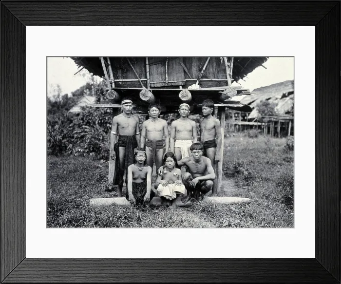 Framed Print : Sarawak: a group of Long Sibatu Kenyah people, c1900. Creator: Unknown Framed Print : Sarawak: a group of Long Sibatu Kenyah people, c1900. Creator: Unknown