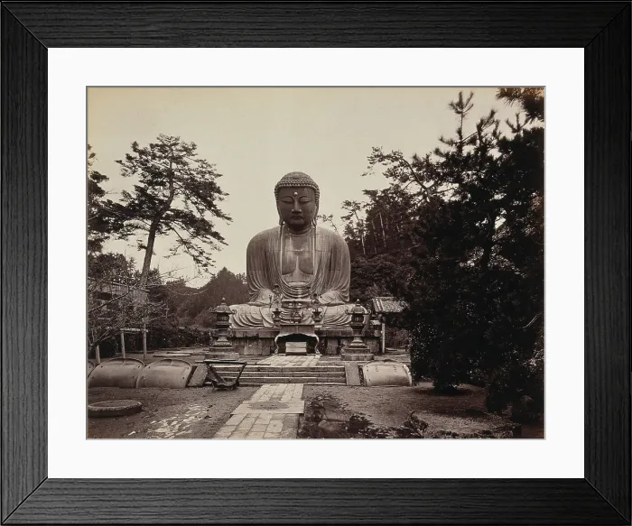 Framed Print : Kamakura, Japan: large statue of 'Daibootz' or the 'Great Buddha', in wooded country, c1873. Creator: William Pryor Floyd Framed Print : Kamakura, Japan: large statue of 'Daibootz' or the 'Great Buddha', in wooded country, c1873. Creator: William Pryor Floyd