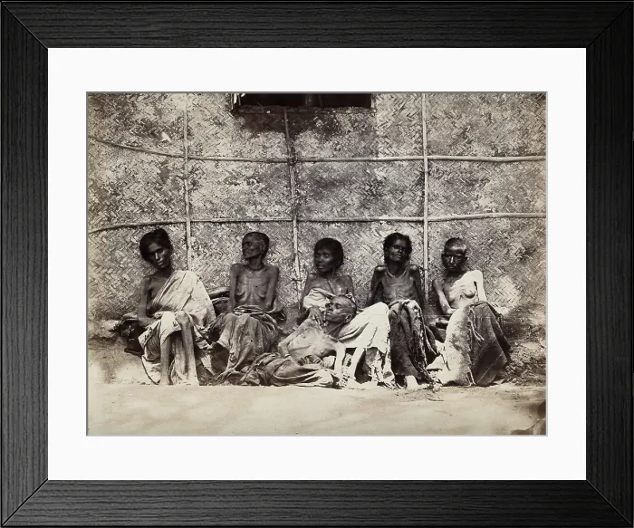 Framed Print : Famine in Mysore, India: six emaciated women, five sitting and one leaning on another's lap, 1876-78 Creator: Willoughby Wallace Hooper. Famine in Mysore Framed Print : Famine in Mysore, India: six emaciated women, five sitting and one leaning on another's lap, 1876-78 Creator: Willoughby Wallace Hooper. Famine in Mysore