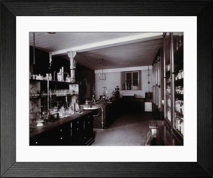 Framed Print : The interior of a pharmaceutical or chemical laboratory... c1890s. Creator: Unknown Framed Print : The interior of a pharmaceutical or chemical laboratory... c1890s. Creator: Unknown