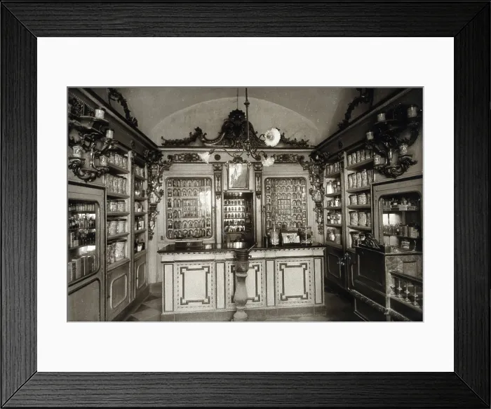 Framed Print : The ornate sixteenth-century pharmacy ofs Maria della Scala, Sorrento... c1890s. Creator: Unknown Framed Print : The ornate sixteenth-century pharmacy ofs Maria della Scala, Sorrento... c1890s. Creator: Unknown