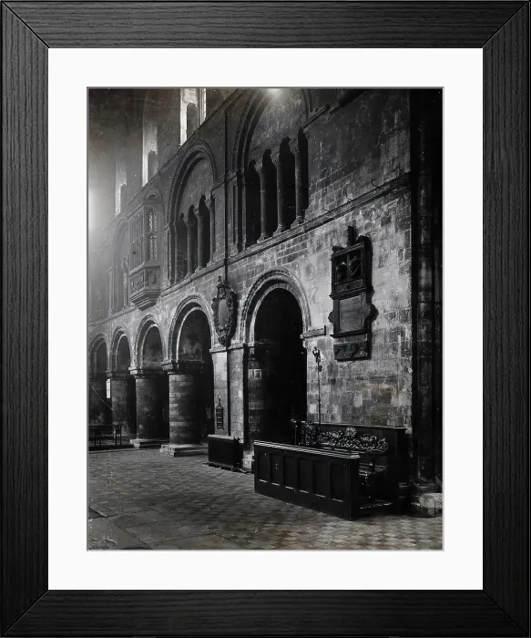 Framed Print : The church of St Bartholomew the Great: interior view showing the ground arcade... c1902. Creator: Emery Walker Framed Print : The church of St Bartholomew the Great: interior view showing the ground arcade... c1902. Creator: Emery Walker