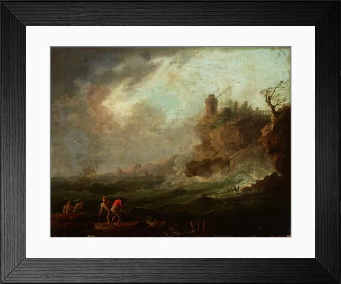 Framed Print : Marine View with a Castle on the Rock, 2nd half of 18th century. Creator: Unknown Framed Print : Marine View with a Castle on the Rock, 2nd half of 18th century. Creator: Unknown