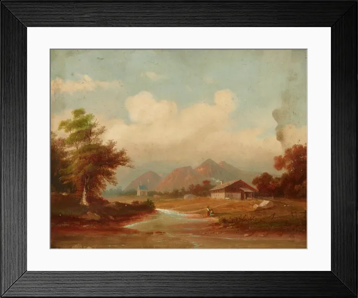 Framed Print : Mountain Landscape, 19th century. Creator: Unknown Framed Print : Mountain Landscape, 19th century. Creator: Unknown