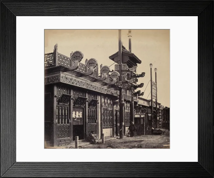 Framed Print : Beijing, China: an ornate shop exterior in the Chinese quarter. Creator: Felice Beato Framed Print : Beijing, China: an ornate shop exterior in the Chinese quarter. Creator: Felice Beato