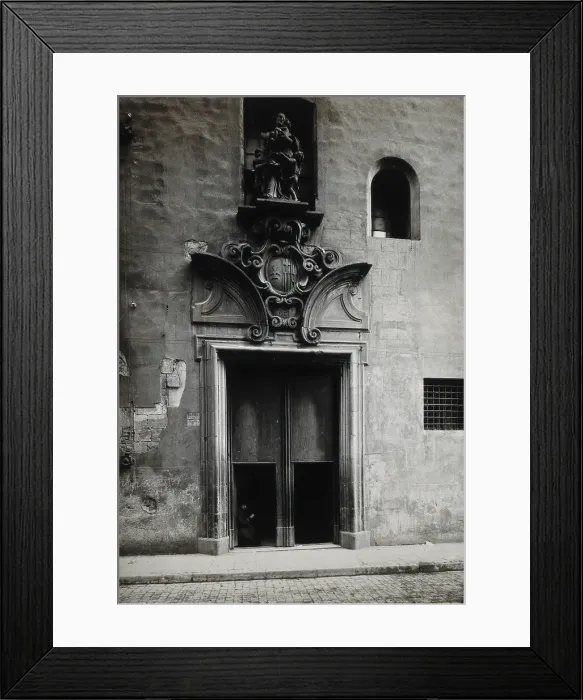 Framed Print : Hospital de la Santa Cruz, Barcelona: the doorway.. with a statue of Charity... c1900s. Creator: Unknown Framed Print : Hospital de la Santa Cruz, Barcelona: the doorway.. with a statue of Charity... c1900s. Creator: Unknown