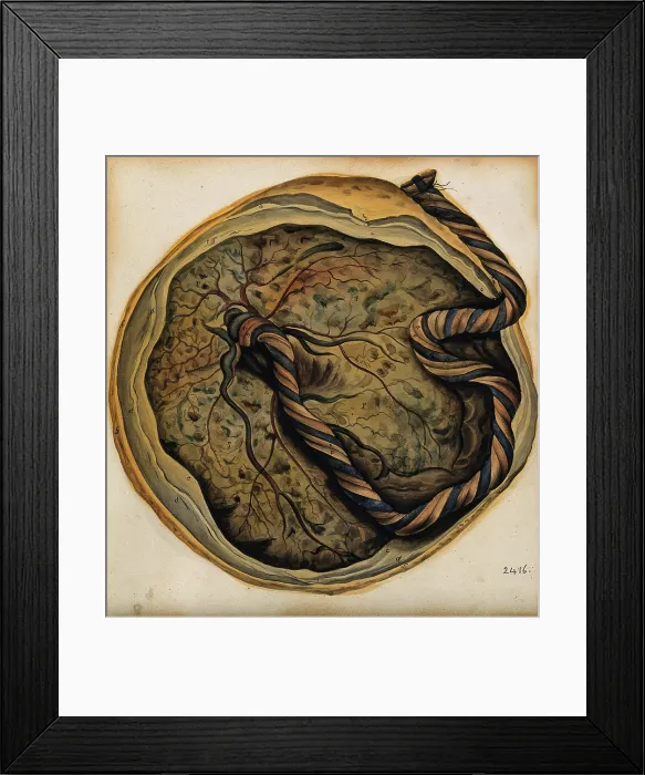 Framed Print : The placenta and umbilical cord, 1800-1860. Creator: John Lizars Framed Print : The placenta and umbilical cord, 1800-1860. Creator: John Lizars
