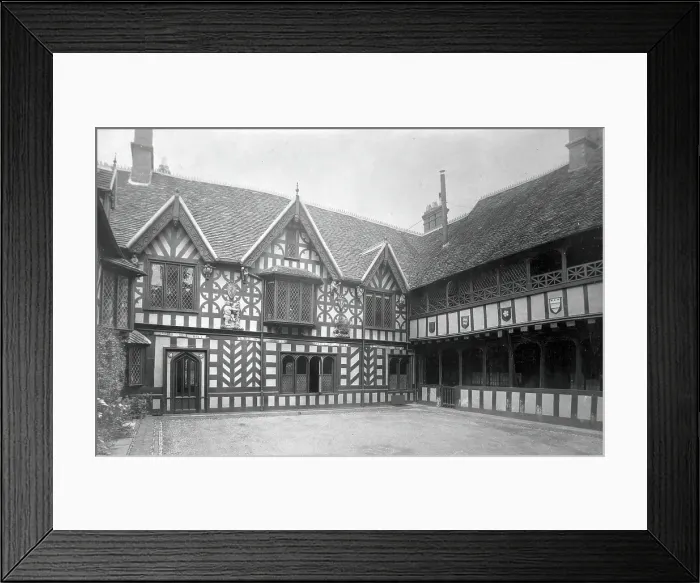 Framed Print : Leicester's Hospital, Warwick: the courtyard, c1890s. Creator: Unknown. Leicester's Hospital, Warwick: the courtyard, c1890s. Creator: Unknown Framed Print : Leicester's Hospital, Warwick: the courtyard, c1890s. Creator: Unknown. Leicester's Hospital, Warwick: the courtyard, c1890s. Creator: Unknown